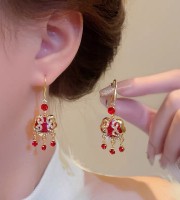 Korean(Long tassel) Style red Stone Earrings